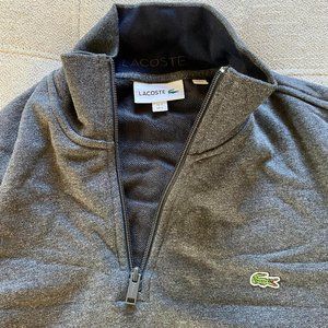 Lacoste gray cotton quarter zip sweater size 5 Large